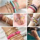 12Pcs Heishi Surfer Bracelets For Women Colorful Friendship Vsco Boho Bead Bracelet Stackable Rainbow Bracelet Polymer Clay Elastic Rope Bracelet Summer Beach Jewelry